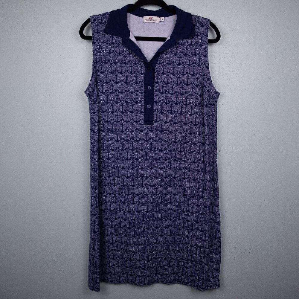 Vineyard Vines navy anchor print sleeveless shirt dress-M